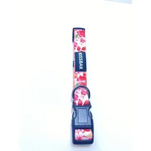 Dog Collar Medium Adjustable Pink Floral Peony Collar